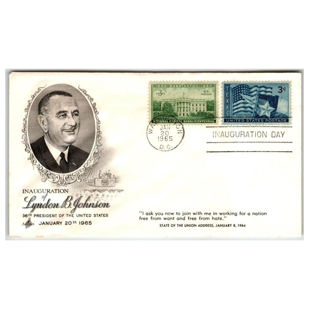 1965 Lyndon B Johnson Inauguration Day FDC Artcraft Washington DC